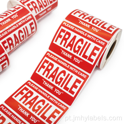 identificador frágil com etiqueta adesiva de cuidado